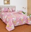 Pink Blossom Double Bedding Set with Reversible Comforter, Flat Bedsheet, Pillow covers & Cushions, 6 Pcs