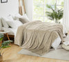 Ribbed Beige Double Bed Blanket