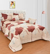 Beige Lillies Double Bedding Set with Reversible Comforter, Flat Bedsheet, Pillow covers & Cushions, 6 Pcs