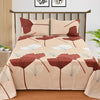 Beige Lillies Double Bedding Set with Reversible Comforter, Flat Bedsheet, Pillow covers & Cushions, 6 Pcs