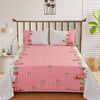 Pink Polka Double Bed Bedsheet with 2 Pillow covers