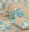 Floral Beige Double Bedding Set with Reversible Comforter, Flat Bedsheet, Pillow covers & Cushions, 6 Pcs