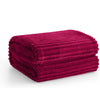 Maroon Ribbed Sherpa Single Bed Throw Blanket