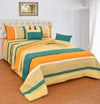 Stripes Double Bedding Set with Reversible Comforter, Flat Bedsheet, Pillow covers & Cushions, 6 Pcs