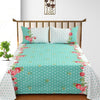 Teal Polka Double Bed Bedsheet with 2 Pillow covers