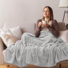 Grey Ribbed Sherpa Single Bed Throw Blanket