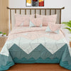 Lines and More Double Bedding Set with Reversible Comforter, Flat Bedsheet, Pillow covers & Cushions, 6 Pcs