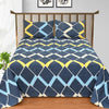 Geometric Navy Double Bedding Set with Reversible Comforter, Flat Bedsheet, Pillow covers & Cushions, 6 Pcs