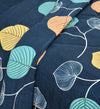 Sea Leaf Double Bedding Set with Reversible Comforter, Flat Bedsheet, Pillow covers & Cushions, 6 Pcs