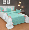 Teal Polka Double Bedding Set with Reversible Comforter, Flat Bedsheet, Pillow covers & Cushions, 6 Pcs