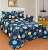 Sea Leaf Double Bedding Set with Reversible Comforter, Flat Bedsheet, Pillow covers & Cushions, 6 Pcs