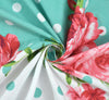 Teal Polka Double Bed Bedsheet with 2 Pillow covers