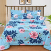 Flora Blue Double Bedding Set with Reversible Comforter, Flat Bedsheet, Pillow covers & Cushions, 6 Pcs