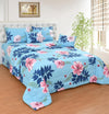 Flora Blue Double Bedding Set with Reversible Comforter, Flat Bedsheet, Pillow covers & Cushions, 6 Pcs