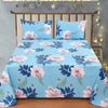 Flora Blue Double Bed Bedsheet with 2 Pillow covers