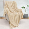 Beige Ribbed Sherpa Double Bed Throw Blanket